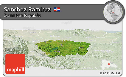 Satellite Panoramic Map of Sanchez Ramirez, lighten