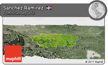 Satellite Panoramic Map of Sanchez Ramirez, semi-desaturated