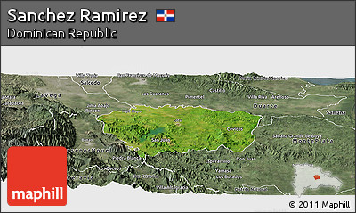 Satellite Panoramic Map of Sanchez Ramirez, semi-desaturated