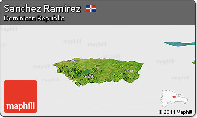 Satellite Panoramic Map of Sanchez Ramirez, single color outside