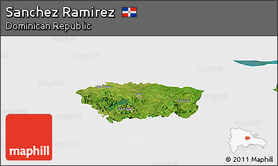 Satellite Panoramic Map of Sanchez Ramirez, single color outside
