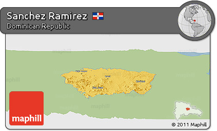 Savanna Style Panoramic Map of Sanchez Ramirez, single color outside