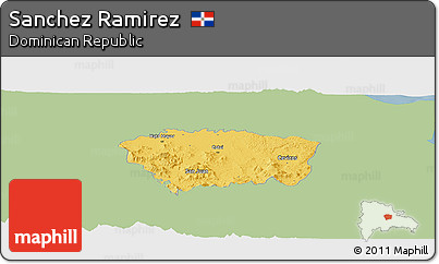 Savanna Style Panoramic Map of Sanchez Ramirez, single color outside