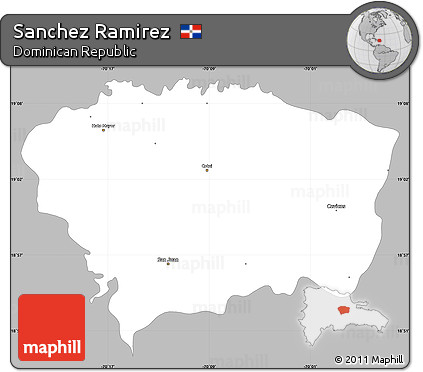 Gray Simple Map of Sanchez Ramirez, single color outside