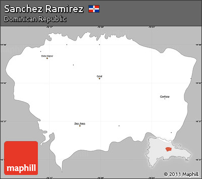 Gray Simple Map of Sanchez Ramirez, single color outside