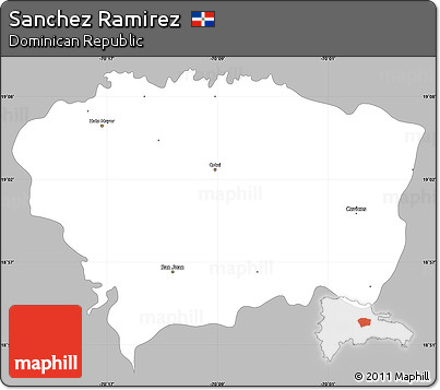 Gray Simple Map of Sanchez Ramirez, single color outside