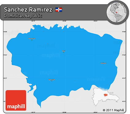 Political Simple Map of Sanchez Ramirez, single color outside