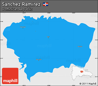 Political Simple Map of Sanchez Ramirez, single color outside