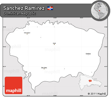 Silver Style Simple Map of Sanchez Ramirez, cropped outside