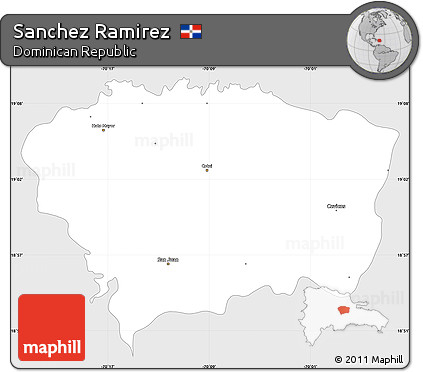 Silver Style Simple Map of Sanchez Ramirez, single color outside