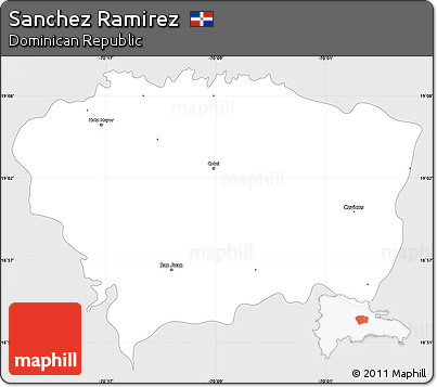 Silver Style Simple Map of Sanchez Ramirez, single color outside