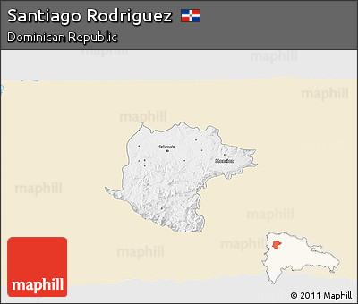Classic Style 3D Map of Santiago Rodriguez, single color outside