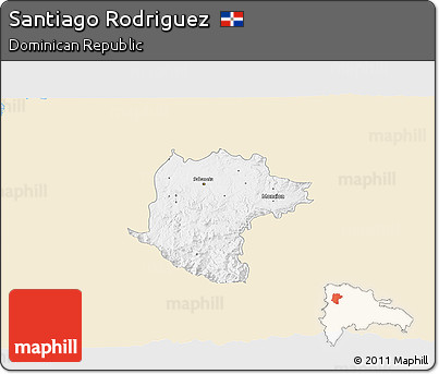 Classic Style 3D Map of Santiago Rodriguez, single color outside