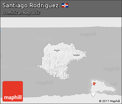 Gray 3D Map of Santiago Rodriguez, single color outside