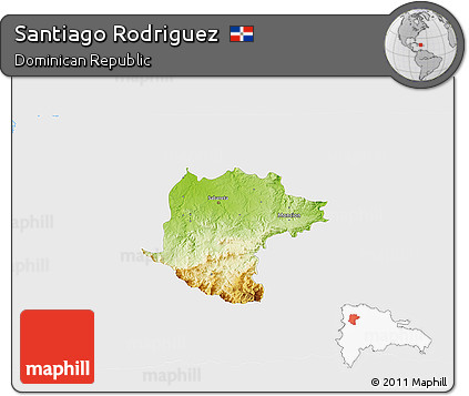 Physical 3D Map of Santiago Rodriguez, single color outside