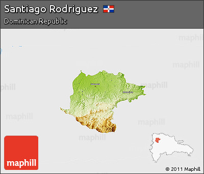 Physical 3D Map of Santiago Rodriguez, single color outside
