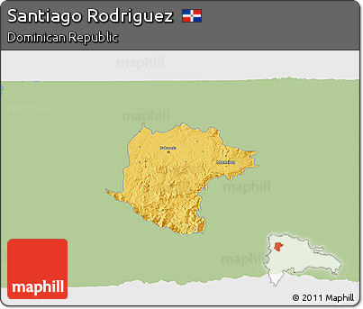 Savanna Style 3D Map of Santiago Rodriguez, single color outside
