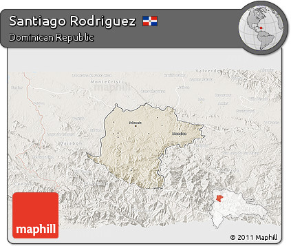 Shaded Relief 3D Map of Santiago Rodriguez, lighten
