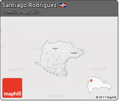 Silver Style 3D Map of Santiago Rodriguez, single color outside
