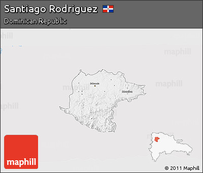 Silver Style 3D Map of Santiago Rodriguez, single color outside