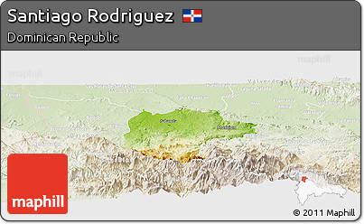 Physical Panoramic Map of Santiago Rodriguez, lighten