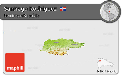 Physical Panoramic Map of Santiago Rodriguez, single color outside