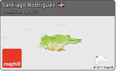 Physical Panoramic Map of Santiago Rodriguez, single color outside