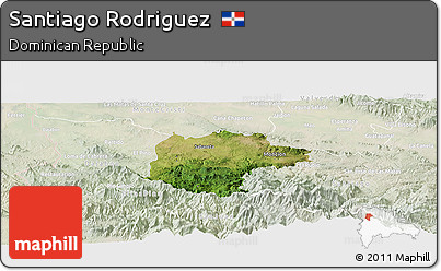Satellite Panoramic Map of Santiago Rodriguez, lighten