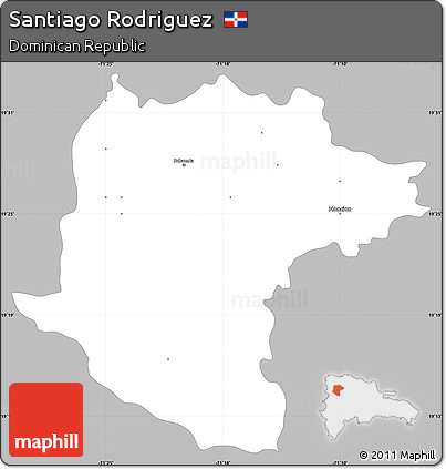 Gray Simple Map of Santiago Rodriguez, single color outside