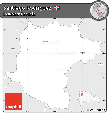 Silver Style Simple Map of Santiago Rodriguez