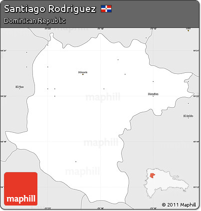 Silver Style Simple Map of Santiago Rodriguez