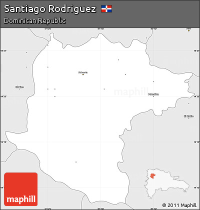 Silver Style Simple Map of Santiago Rodriguez