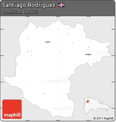 Silver Style Simple Map of Santiago Rodriguez, single color outside