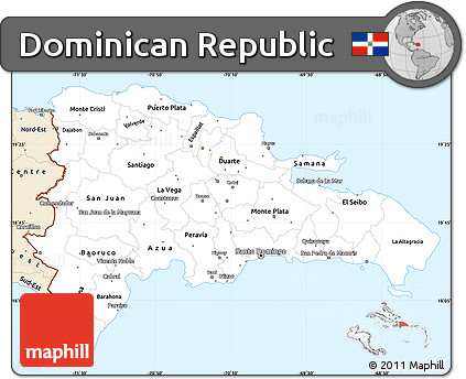Classic Style Simple Map of Dominican Republic