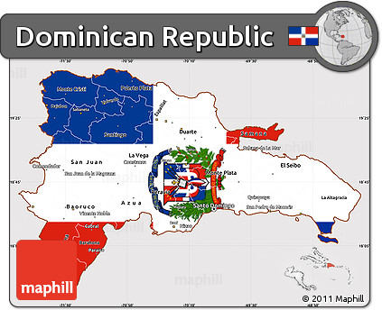 Flag Simple Map of Dominican Republic, flag aligned to the middle