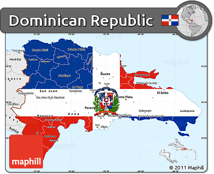 Flag Simple Map of Dominican Republic, single color outside, borders and labels