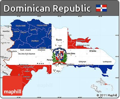 Flag Simple Map of Dominican Republic, single color outside, borders and labels