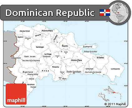 Gray Simple Map of Dominican Republic, single color outside