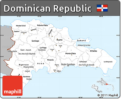 Gray Simple Map of Dominican Republic, single color outside