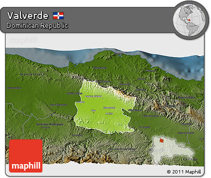 Physical 3D Map of Valverde, darken