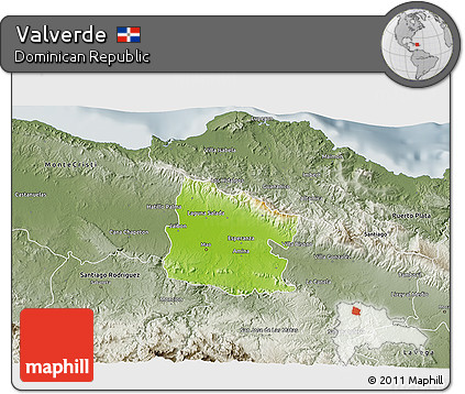 Physical 3D Map of Valverde, semi-desaturated