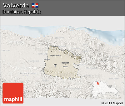 Shaded Relief 3D Map of Valverde, lighten