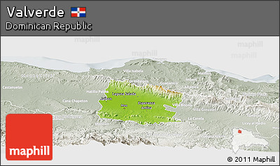 Physical Panoramic Map of Valverde, lighten, semi-desaturated
