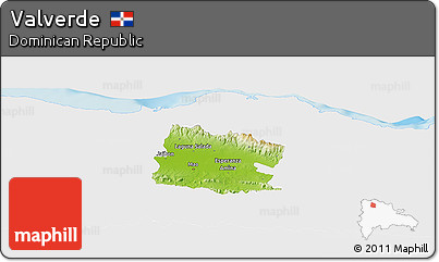 Physical Panoramic Map of Valverde, single color outside