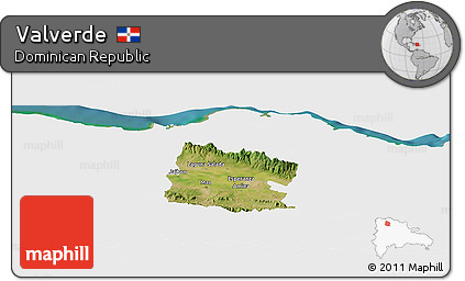 Satellite Panoramic Map of Valverde, single color outside