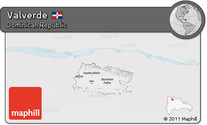 Silver Style Panoramic Map of Valverde, single color outside