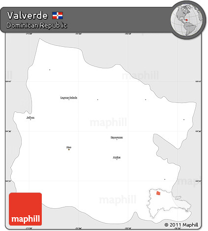 Silver Style Simple Map of Valverde, single color outside