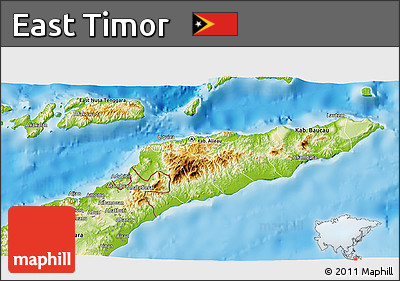 Physical 3D Map of East Timor
