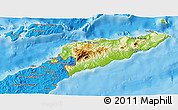 Physical 3D Map of East Timor, political shades outside