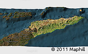 Satellite 3D Map of East Timor, darken